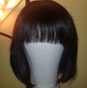LuvMe Hair Bob Cut with Bang & silk base top Wig